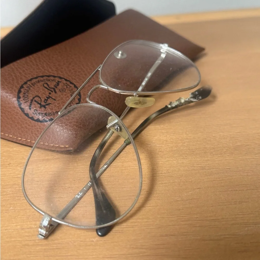 Ray-Ban Tan Leather Eyewear Case with Rehab Frames